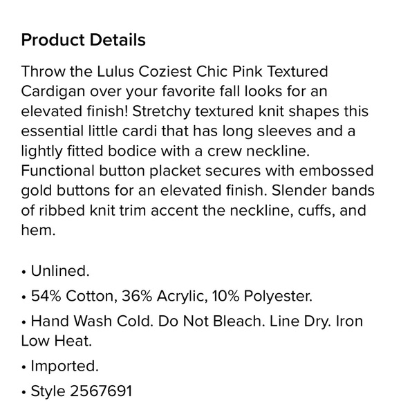 Lulu's Pink Ribbed Button-Up Cardigan - Picture 4 of 5